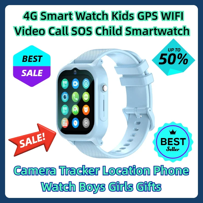 

Camera Tracker Location Phone Watch Boys Girls Gifts 4G Smart Watch Kids GPS WIFI Video Call SOS Child Smartwatch