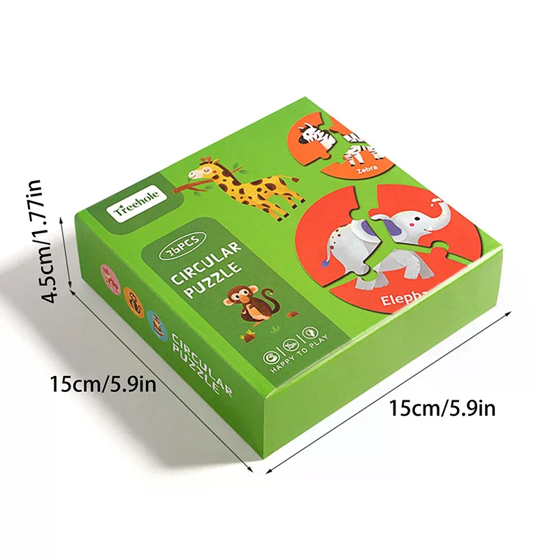 원형 퍼즐, 조기 교육용 동물 짝 맞추기 퍼즐, 인터랙티브 집중력 논리 훈련, 보드 게임 장난감, 생일 선물