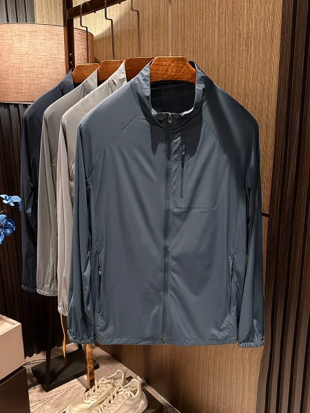 

Ice Sensation Elastic UV Protection Light Outdoor Jacket Pure Color Stand Collar Men's Fashion City Style Summer New Arrival