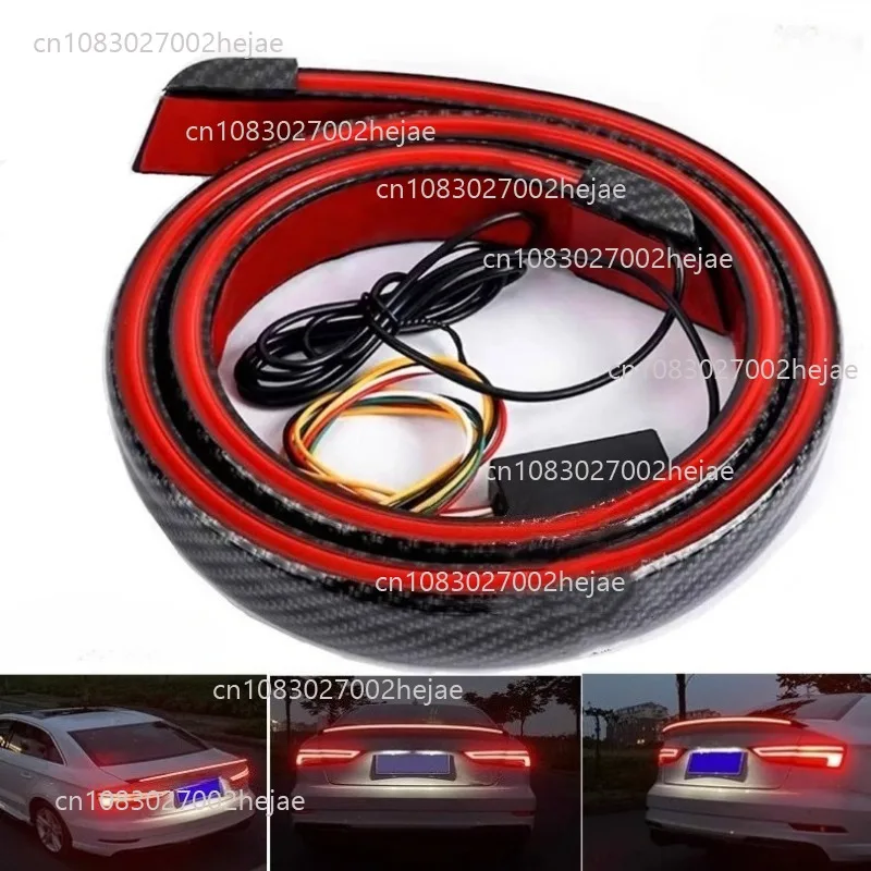 

12V Automotive Multifunctional Red Carbon Fiber Light Emitting Diode Tailgate Spoiler Light Bar Brake Steering Signal Light