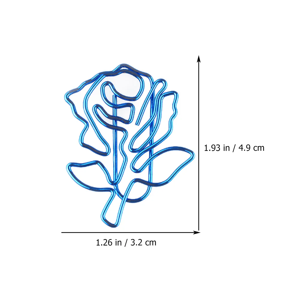 

10 Pcs Blue Rose Paper Pin Decorative Clips Figured Paperclip Delicate Rose-shaped Paperclips Wedding Party Supplies Flower