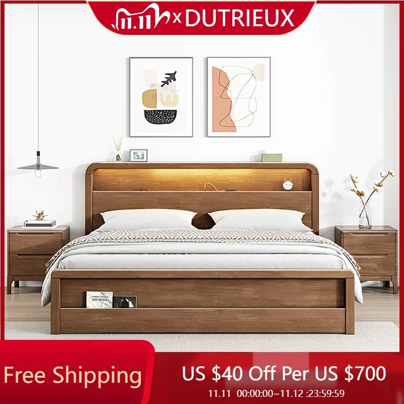 

Современная кровать высокого качества, минималистичная эстетичная двуспальная кровать из цельного дерева, маленькая семейная кровать в скандинавском стиле, мебель для дома Muebles