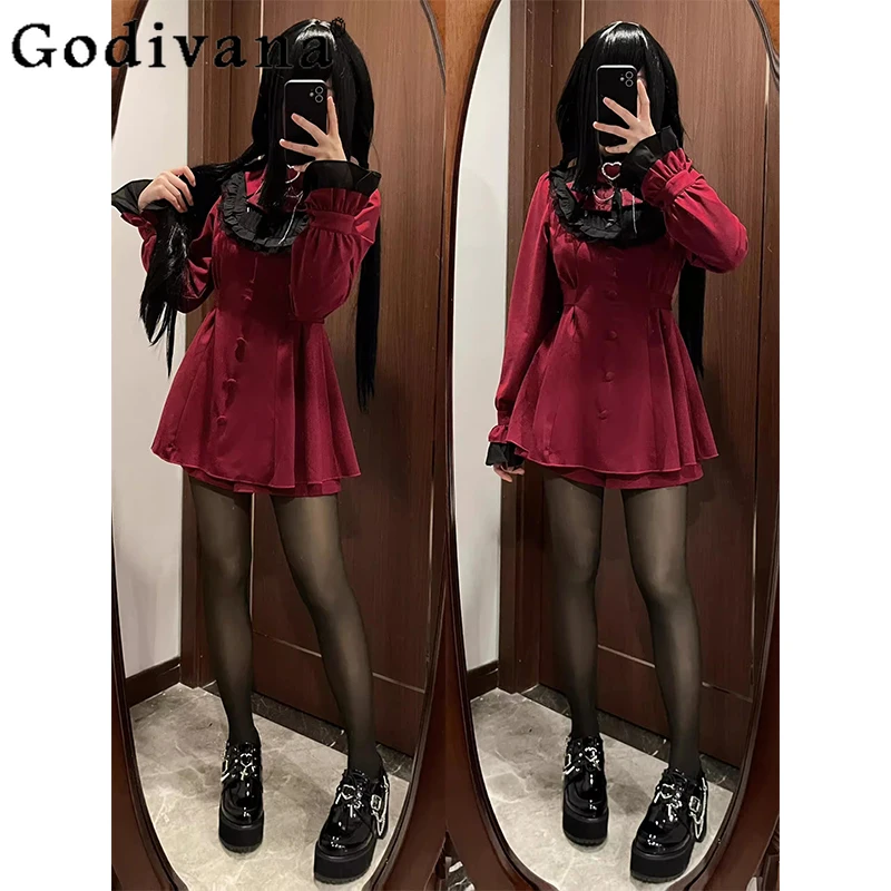 

Women's Japanese Mine Mass- Production Lace Slim-Fit Long Sleeve Dress Shirt + Shorts Two Piece Sets Womens Outifits Christmas