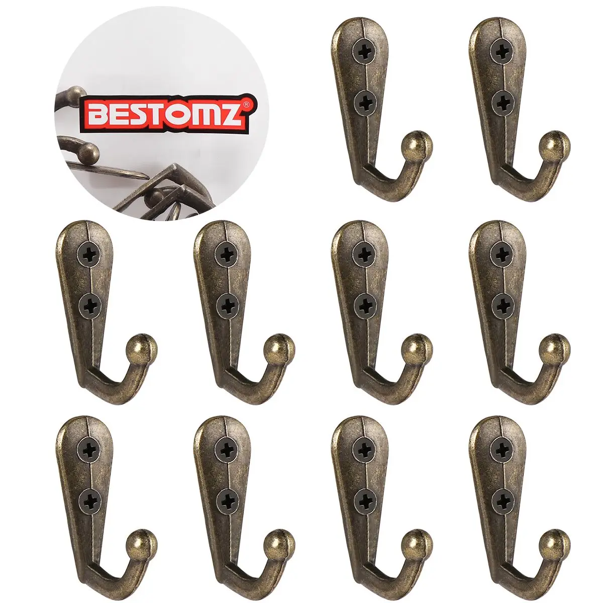 

Zinc Alloy Coat Mounted Hooks Heavy Duty Bronze Color Clothing Hangers Single Hook Anti Rust Home Organization