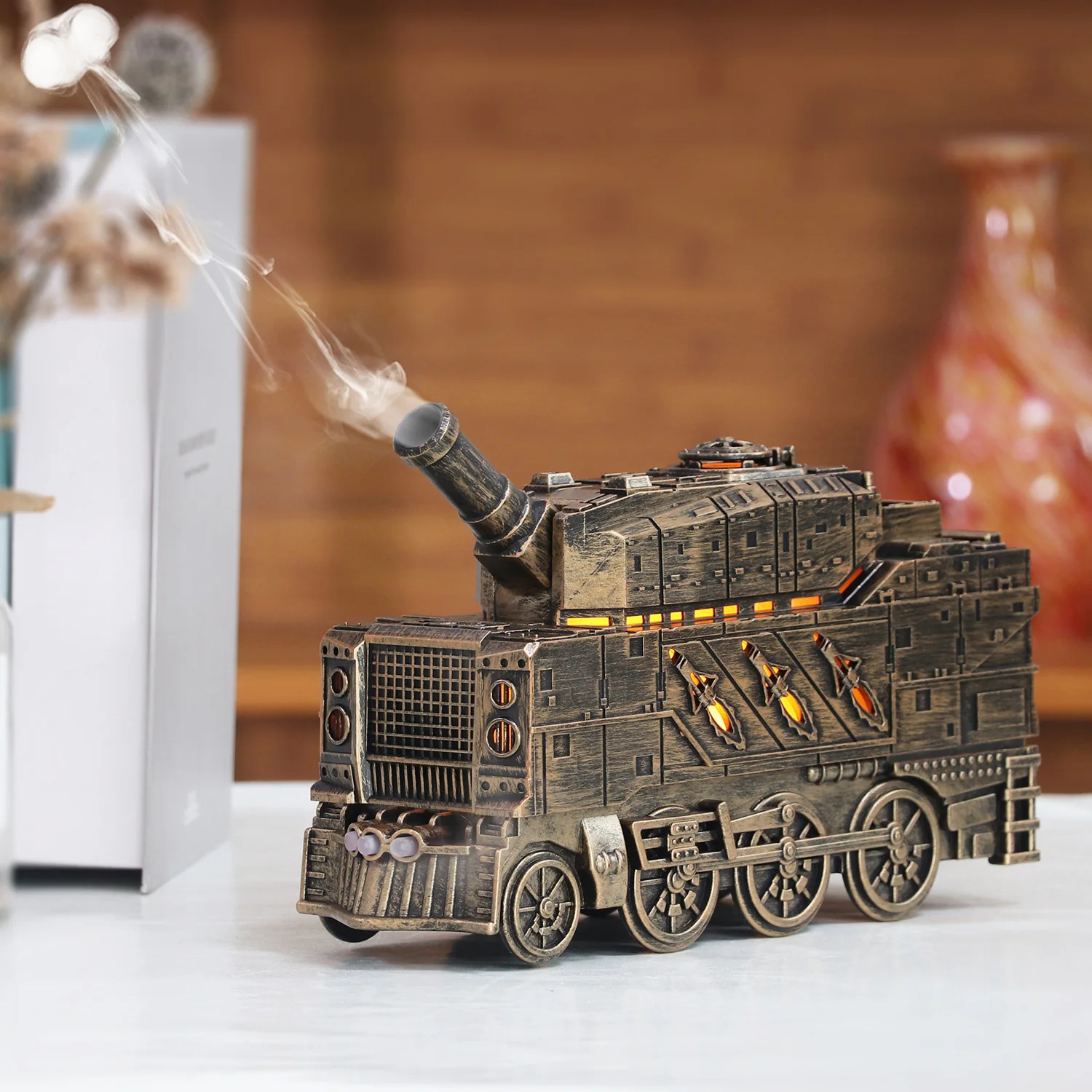 タンク式アロマディフューザー-超音波加湿器-スモークリングメーカー-エッセンシャルオイルミストスプレーヤー-温かいledライト付き-ルームギフト
