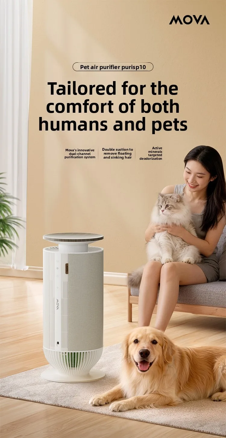 Auto Pet Air Purifier Household Cat Hair Remover Odor Eliminator All Season Indoor Air Purification Appliance