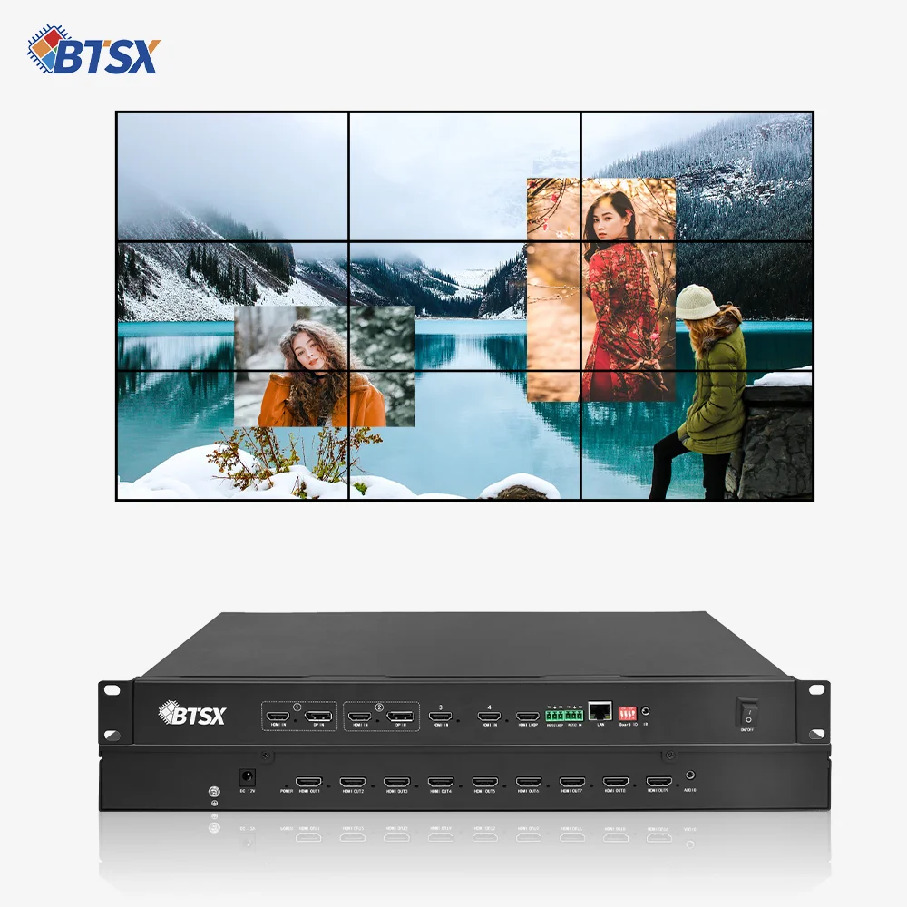 Bitvisus VP-U1-IC409Pro Seamless 0s Signal Switcher 1x9 2x4 3x3 Layout Aluminum/Iron Chassis Optional for Conference Wall