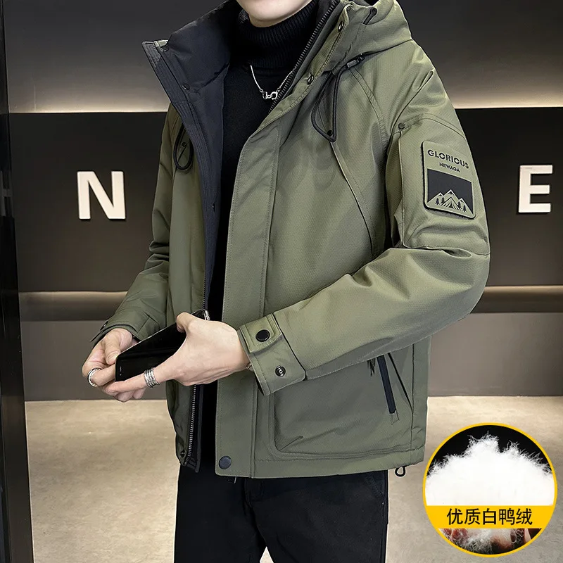 

Зимняя толстая теплая куртка на белом утином пуху с капюшоном, мужские пуховые пальто с капюшоном, мужская куртка-пуховик, верхняя одежда chaqueta plumas JK-131