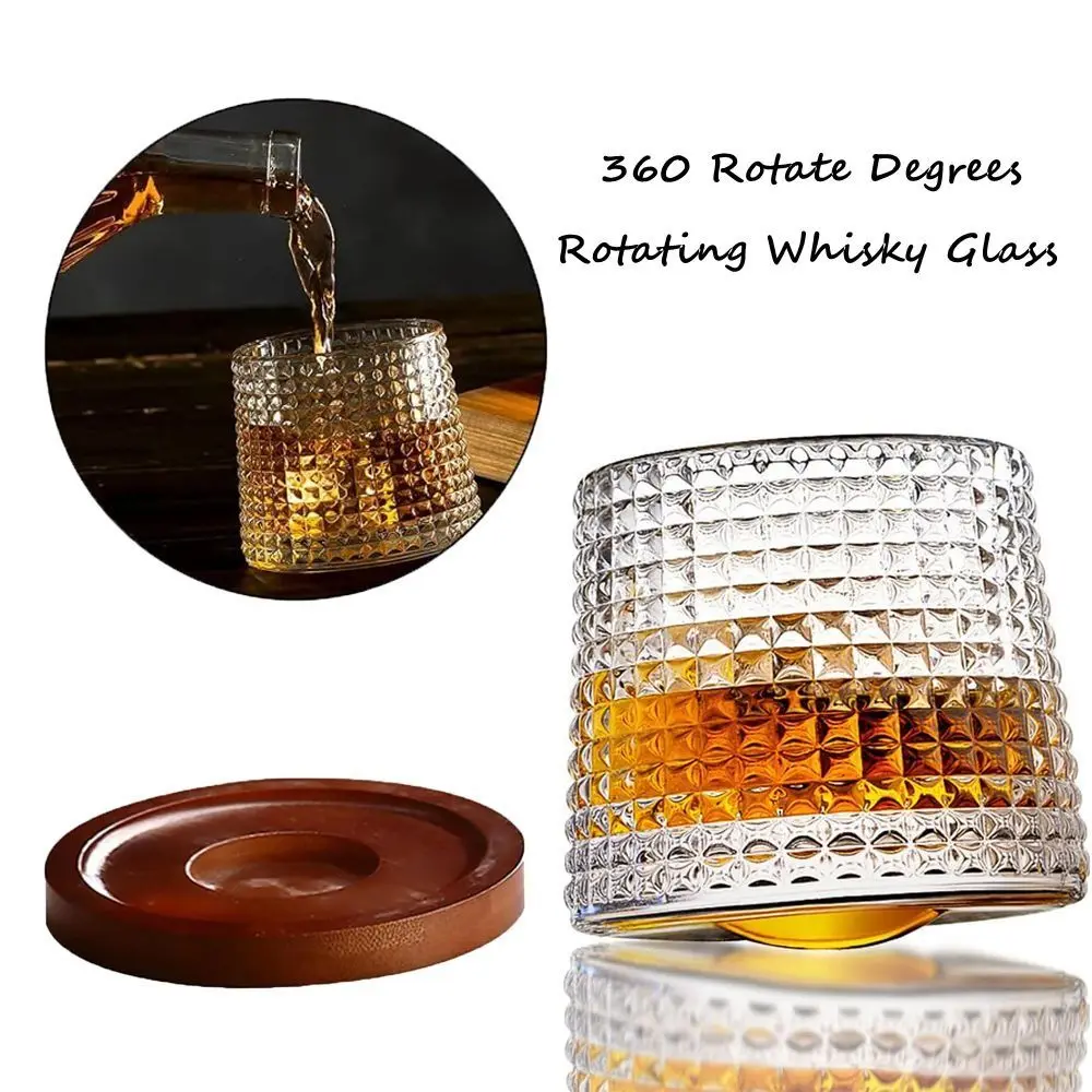 Escritório em casa com base copo de vidro cristal rum vidro festa beber vidro rotativo uísque vidro 360 girar girando produtos vidreiros