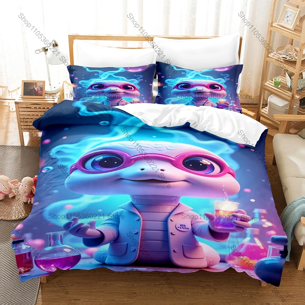 2026 Kawaii Snake Three Piece Bedding Set Luxury Comforter Set with Queen King Size Cool Two pillowcase Anime pościel 200x240