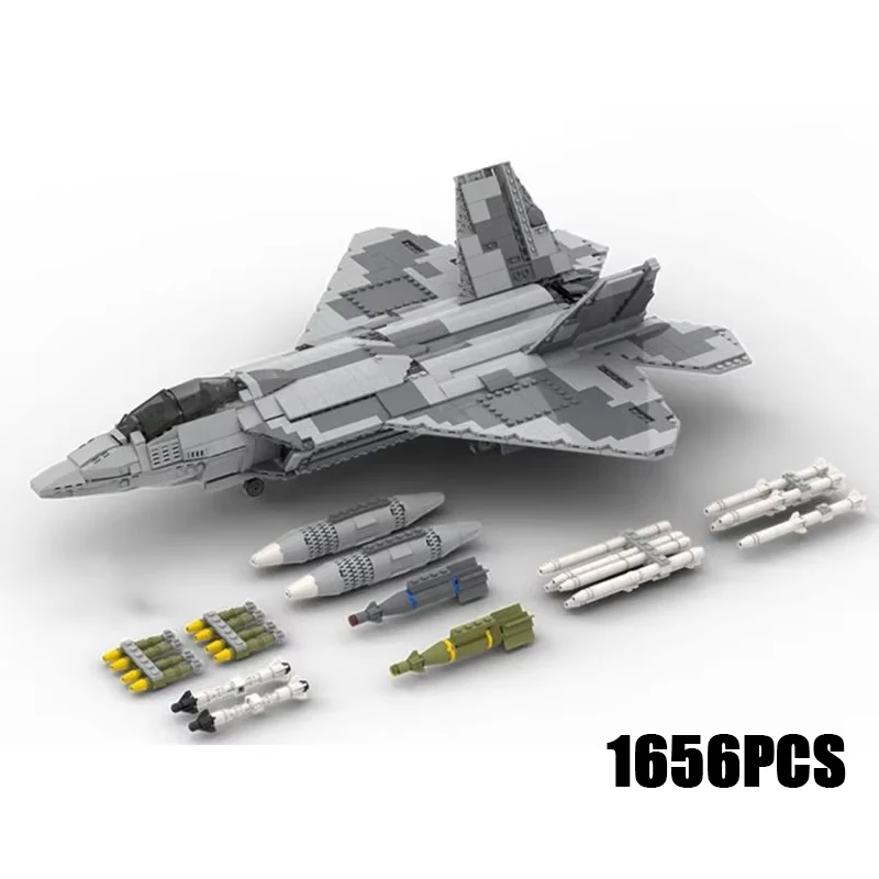 Moc Building Blocks Military Model Raptor Fighter Jet 1：34 Technical Bricks DIY Assembly Famous Toys For Childr Holiday Gifts