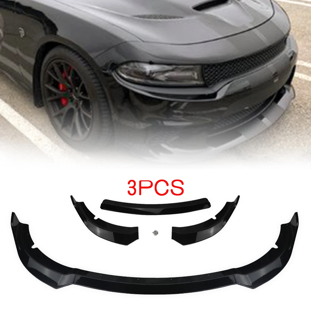 Front Bumper Spoiler Lip Glossy Black Lower Diffuser Kit Guard Plate Splitter Protector Blade For Dodge Charger SRT 2015-2023