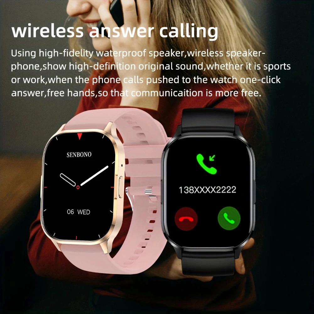 SENBONO AIR3 2024 New AMOLED Men Smart Watch Bluetooth Call 24H Health Tracker NFC Sport Smartwatch Men Women for IOS Android