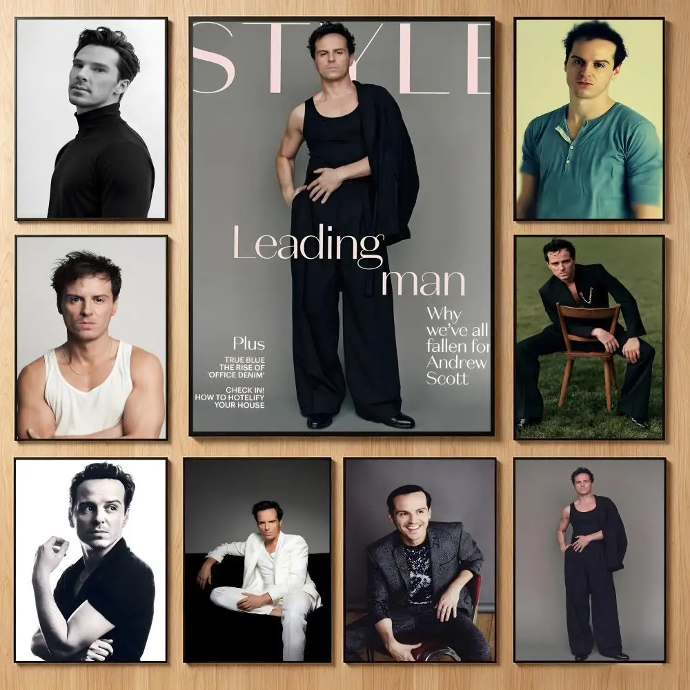 Captivating Celebrity A-Andrew Scott Poster Classic Self-Adhesive PP Wall Sticker for Living Room Bar Decor Gift