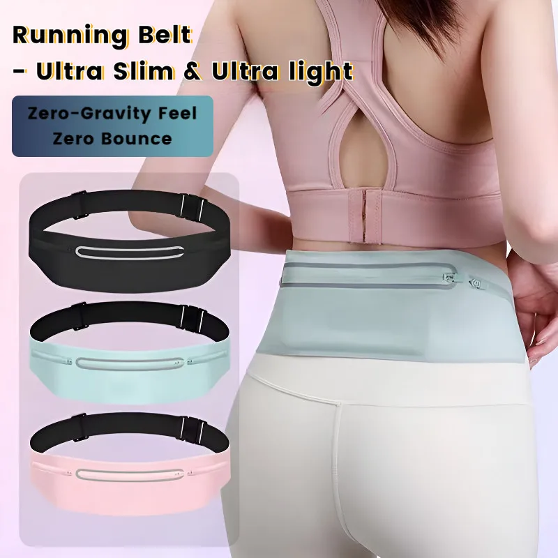 

Reflective Running Belt Waist Bag Ultra Slim Waterproof Feather Light Zero Bounce Night Safe Fits Waists 60-120cm