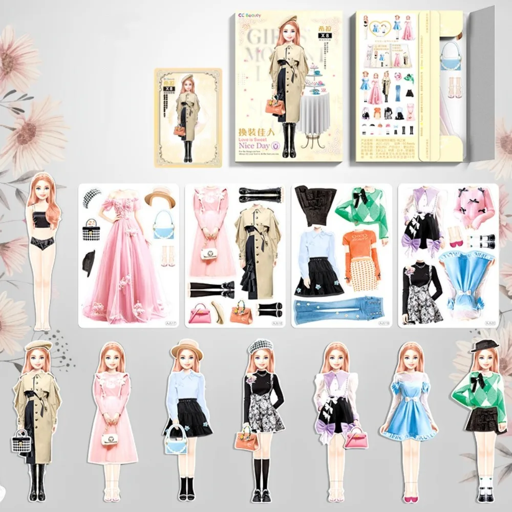 Created Imagine Magnetic Dress Up Dolls Pretend Play Paper Dolls Dress-Up Stickers DIY Magnet Clothes Girls Princess Stickers