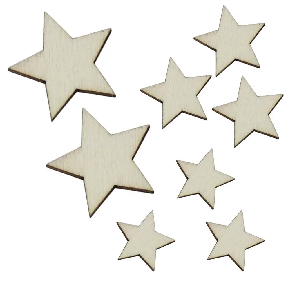 100x Houten Stukken Ster Silces Voor Cadeaulabels Scrapbooking Bruiloft Decors