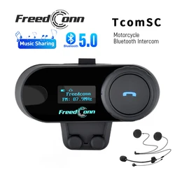 FreedConn TCom SC Bluetooth Motorcycle Helmet Headset intercom 6 Ways Wireless Motorbike Music Share Moto LCD Screen FM Earphone
