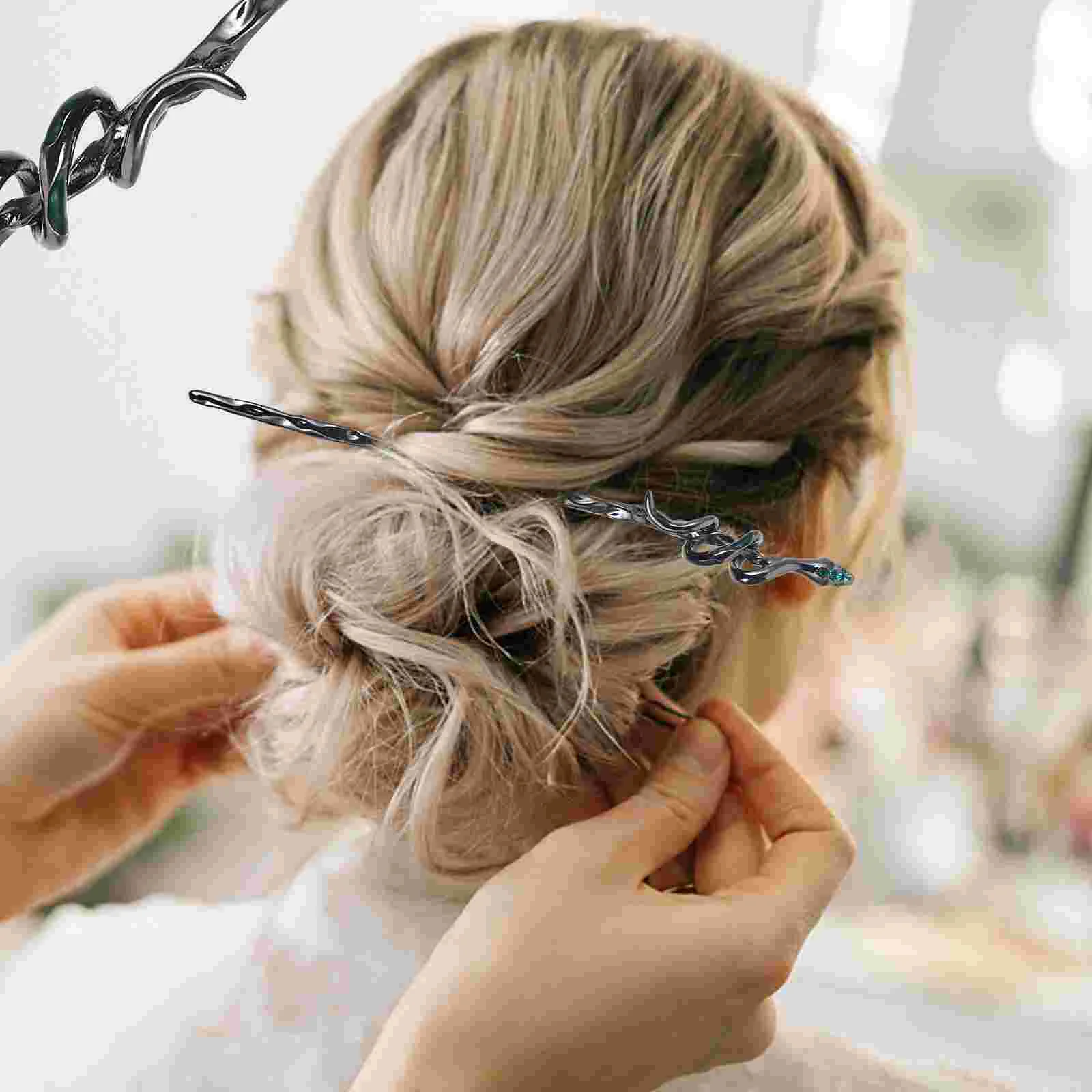 2 Pcs Hair Clips Volume Vintage Hairpin Cosplay Accessories Chopsticks for Women Fork Silver Long Bride Miss