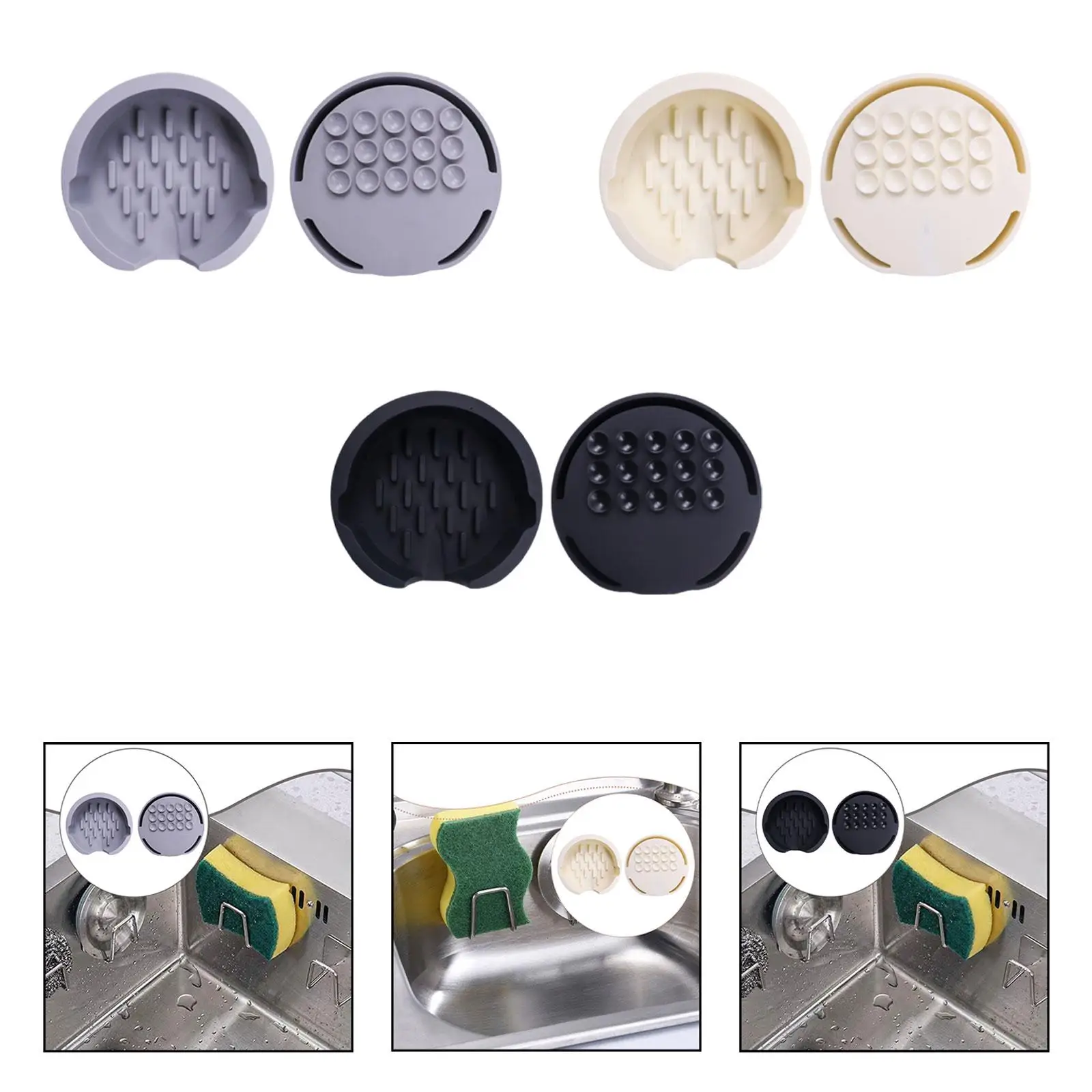 Porta spugna per lavello da cucina in silicone con ventosa Pratico vassoio da cucina per bagno ristorante