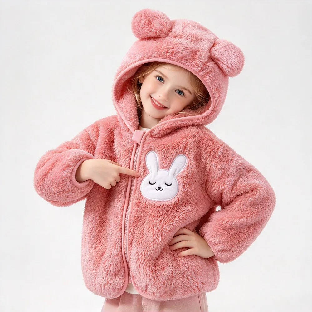 Children's Clothing Autumn Winter Boys Coats Plush Polar Fleece Kids Jackets Girls Panda Bunny Bear Cartoon Thicken Warm Clothes