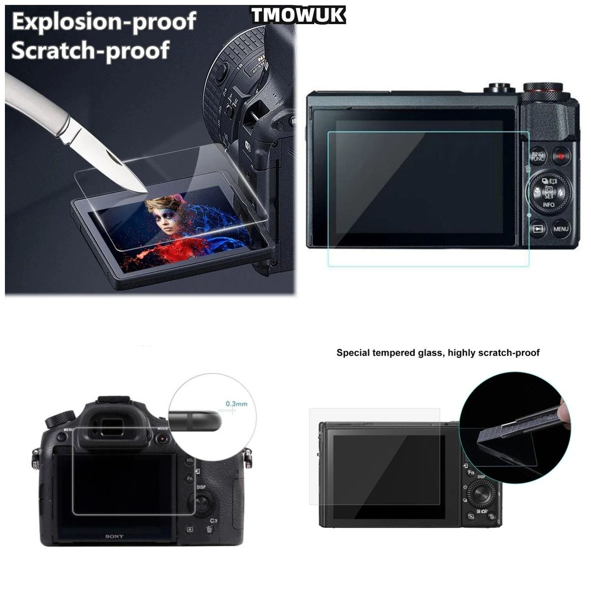 

For RX100 RX100IV RX100VII A9 A9II HD Clear Anti-Scratch Tempered Glass Screen Protector 9H Hardness LCD Film