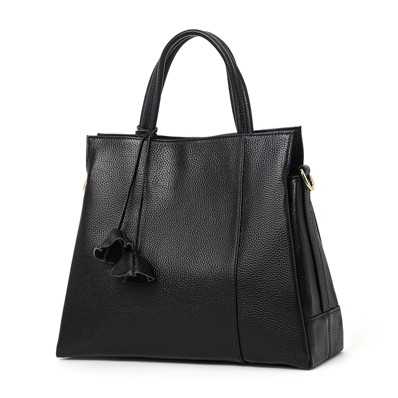 Aidrani Simple solid color women\'s handbag, large capacity, made of 100% soft cowhide