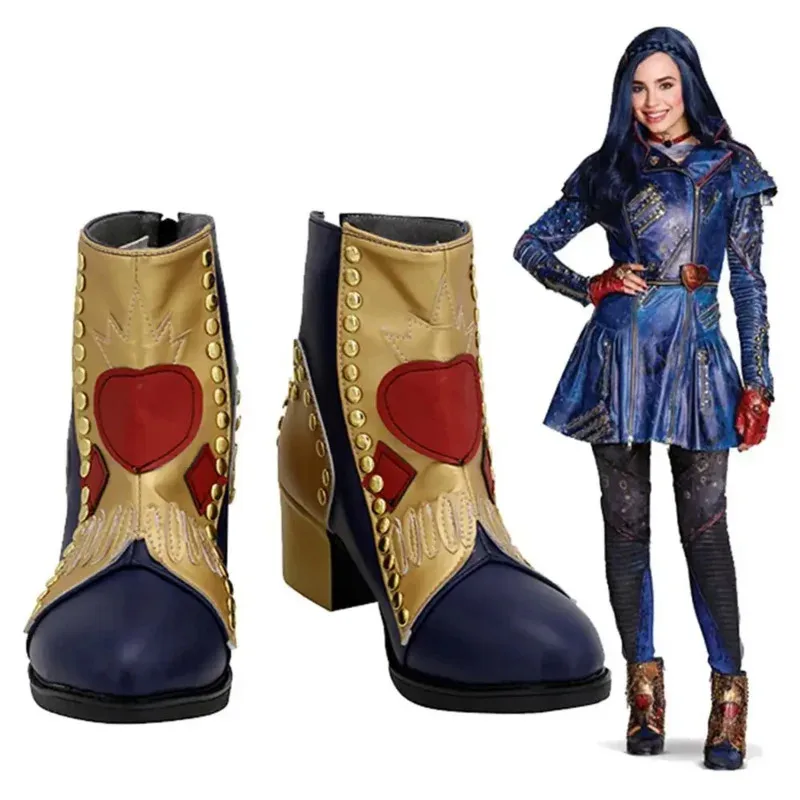 

Descendants Evie Cosplay Boots Shoes Leather Halloween Cosplay Prop Golden Shoes