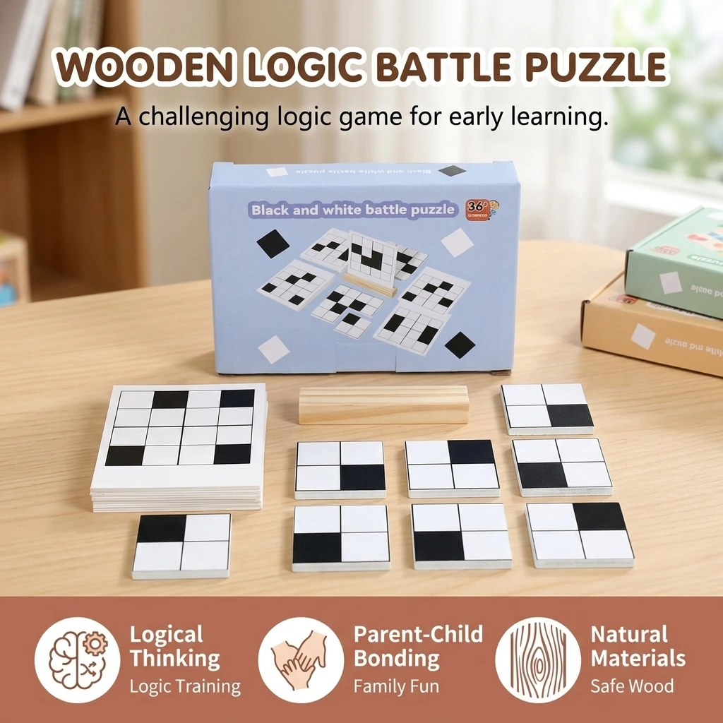 Wooden Board Game Brain Teaser Puzzle for Kids Educational Logic Training Toy Family Interactive Early Learning Gift Set view 5