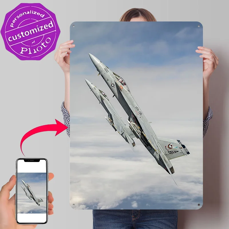Super Hornets 3D Texture Metal Poster Customized Wall Art Tin Sign Gift for Mancave Decor Living Room Interior Decoration Home