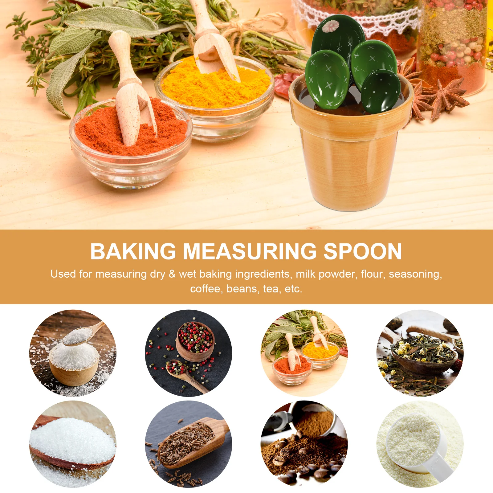 1 مجموعة السيراميك الصبار قياس قاعدة الملاعق الخبز المطبخ أداة الجافة الرطب المكونات الحليب مسحوق الدقيق القهوة السكر مغرفة حامل