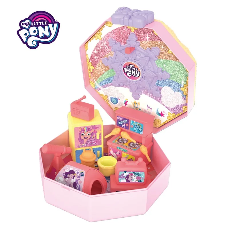 

Hasbro Genuine My Little Pony Pretend Play House Game Miniature Treasure Box Birthday Gifts Cartoon Magic Handbag Ornaments