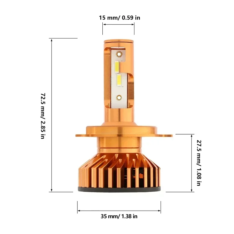 AUXBEAM 10000LM 52W LED HeadLight Bulbs 6500K Cool White Car Fog Light Bulb Mini Size F2 Series