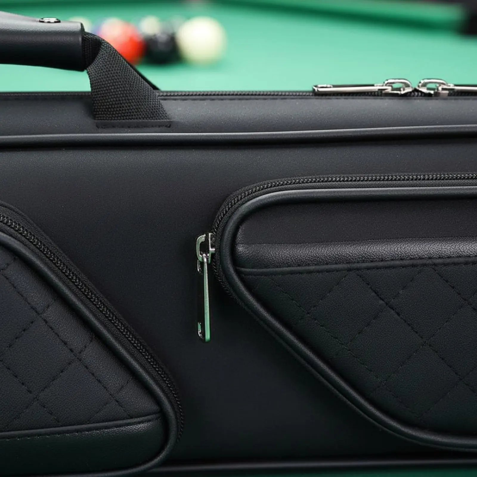

7-Compartment Pool Cue Case Adjustable Shoulder Strap Billiard Stick Carrying Case Leatherette Cue Tube Easy to Clean