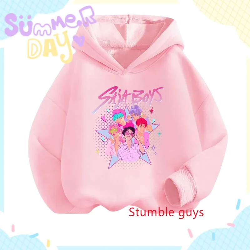 سترة بغطاء للرأس للفتيات من Kpop Demon Hunters Anime للخريف Rumi عصرية وأنيقة ومطبوعة بريق وغطاء للرأس #1