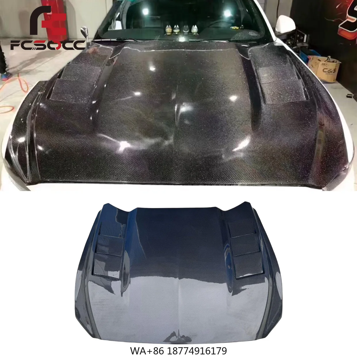 

AC Style Carbon Fiber Hood for 2015-2017 Front Bumper Hood Air Vent Cover Engine Bonnet Car Bodykit