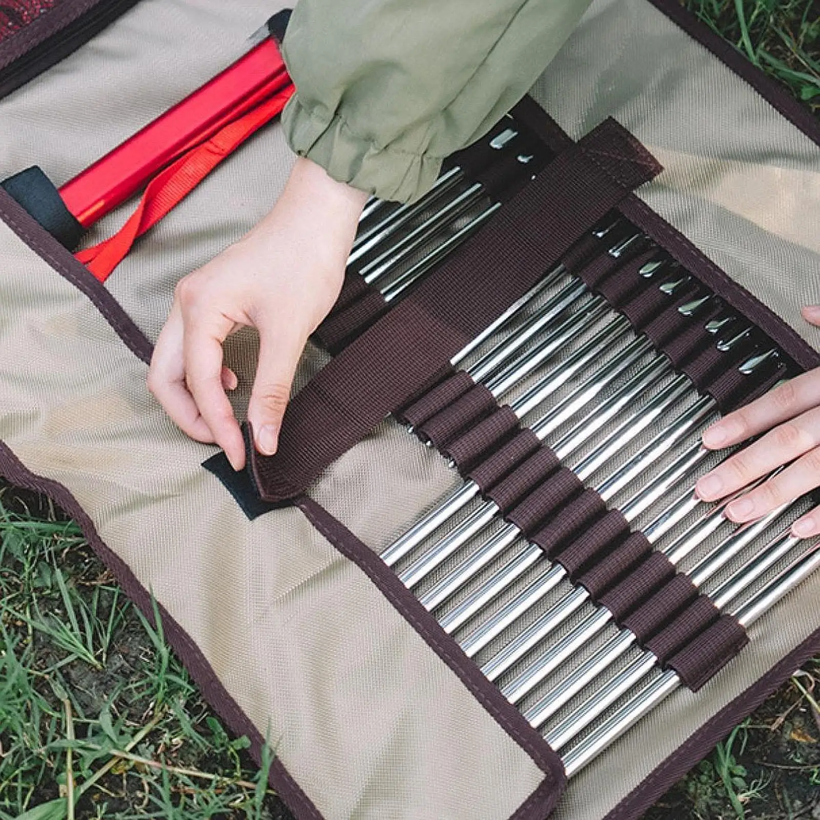 

Сумка для кольев для палатки, складная переноска для уличных инструментов для кемпинга, треккинга, двора