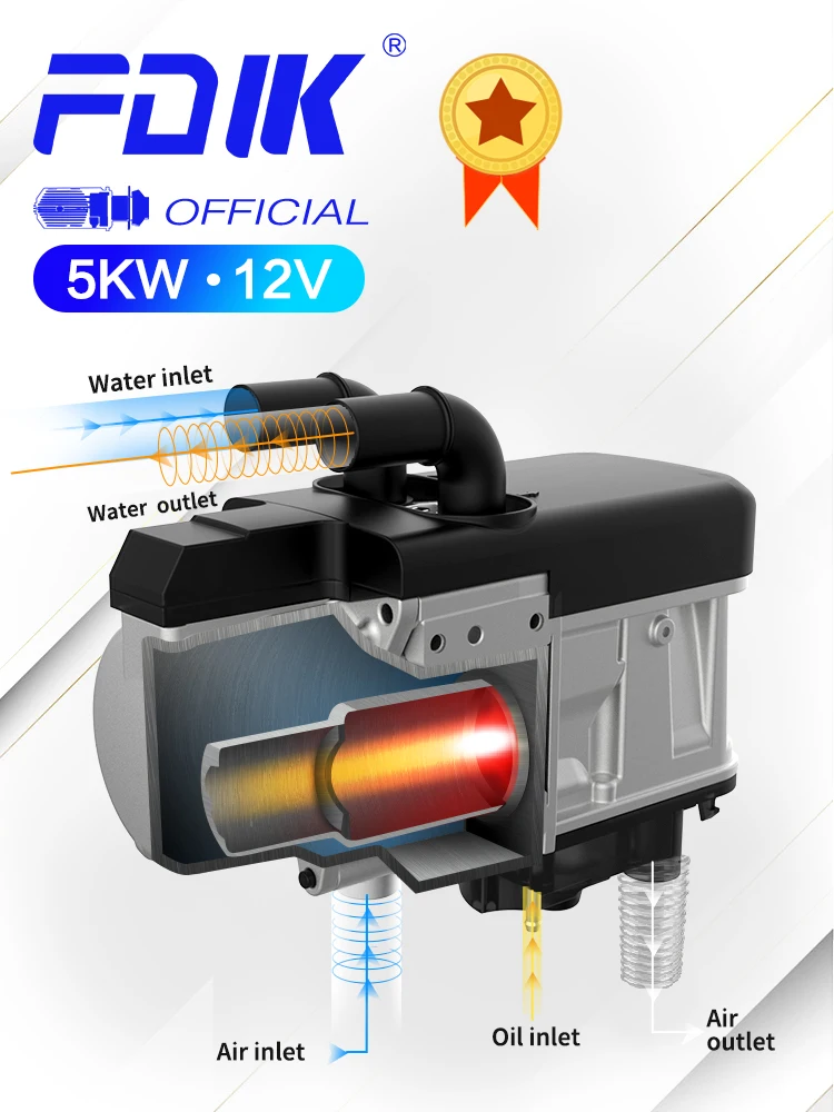 FDIK 5KW 12V Wasserheizgerät mit LCD-Steuerung, Ähnlich Websato Eberspacher
