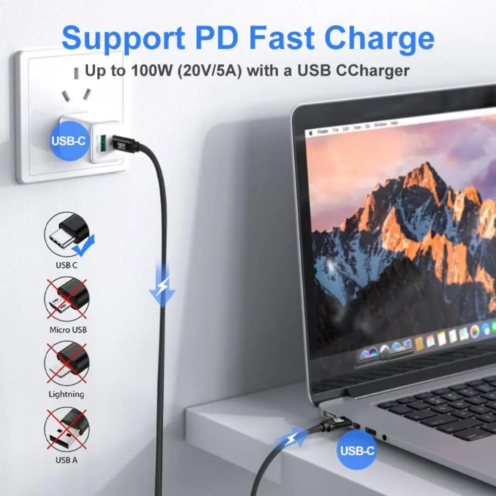 PD 100W USB 3.2 Type-C to Type-C Cable 20Gbps UHD Fast Charging Line Multifunctional Emark Chip for Mobile Phone 15 Pro Max