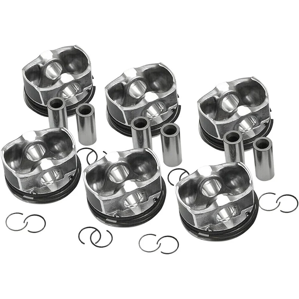 6pcs N54B30 Pistons & Rings Set Φ84mm 11257610295 11257577586 for BMW E60 E61 E71 E82 E90 E91 E92 E93 135i 335i 535i 740i X6 3.0