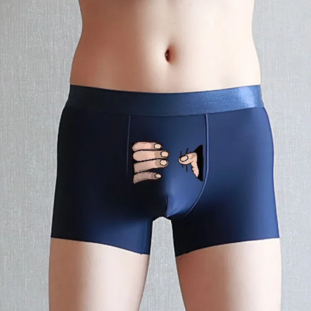 New Men's Seamless Ice Silk Low Rise Interior For Men Women Soft Breathable Comfort Cartoon Briefs Males Panties