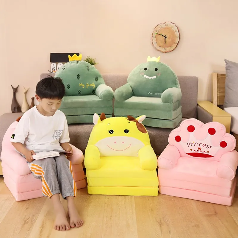 Kids Cute Cartoon Folding Little Sofa Girl Princess Baby Toddler Reading Area Tatami Lazy Chair Stool Children\'s Armchair