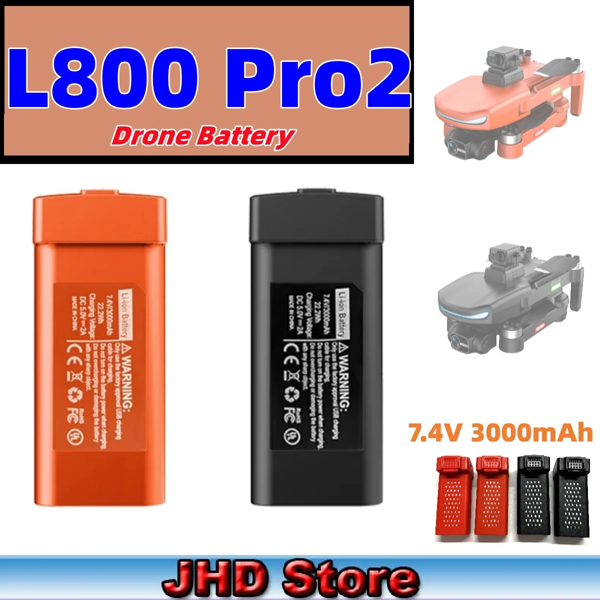 JHD L800 Pro2 Drone Battery 7.4V 3000mAh For Original LYZRC L800 Pro2 Drone L800 PRO 2 RC Drone Accessories Battery Wholesale