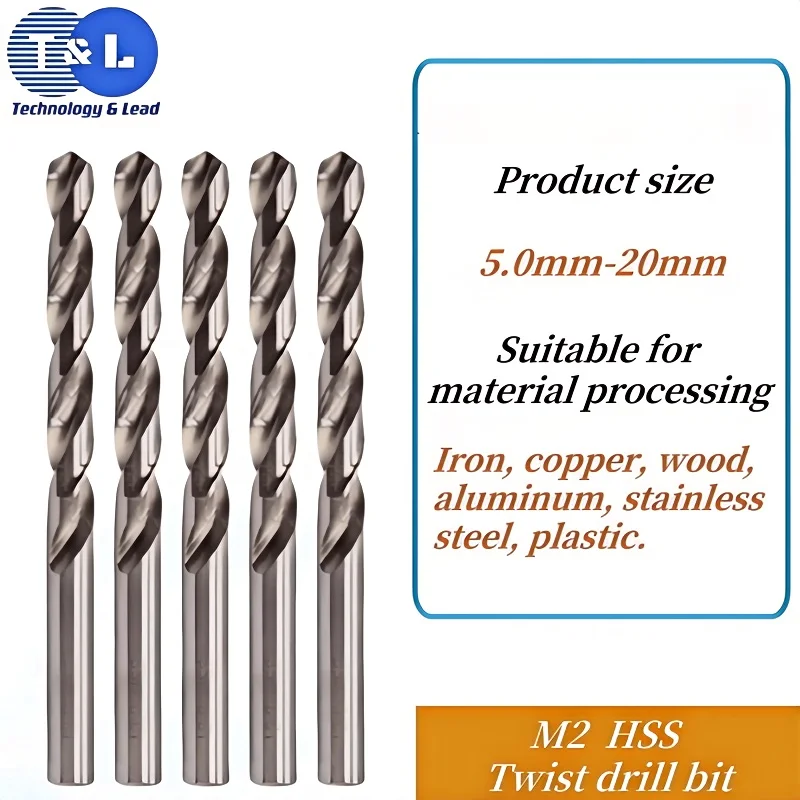 T&L 5-20mm HSS Drill Bit Straight Shank Twist Drill Bit Hole Cutter Power Tools for Metal Stainless Steel Drilling Metalworking