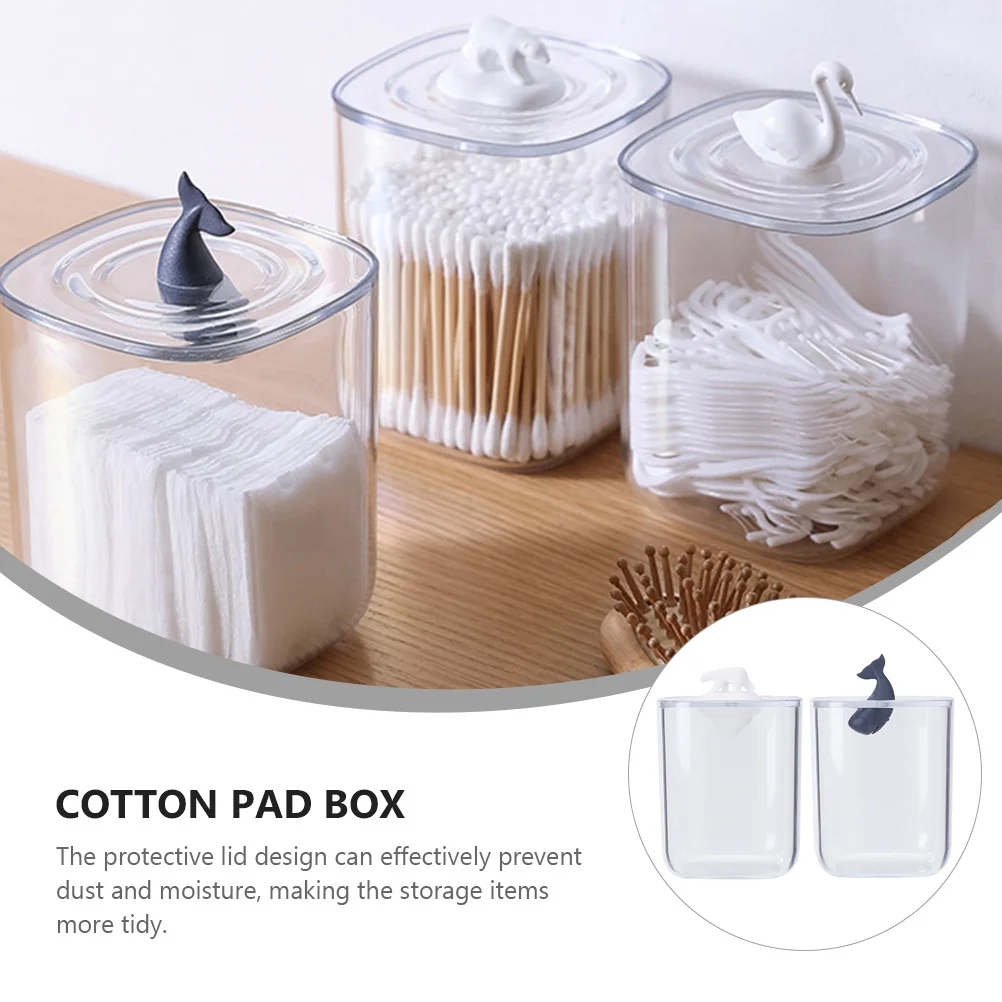 

2Pcs Whale Acrylic Cotton Swab Storage Box Protective Lid Cotton Pad Holder Toothpick Case Toothpick Organizing Box