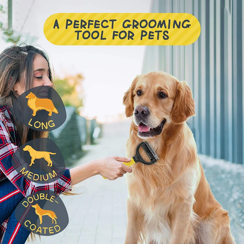 Double Sides Widened Pet Hair Remover Combs for Dogs, Hair Knot Tool, Grooming and Care Accessories