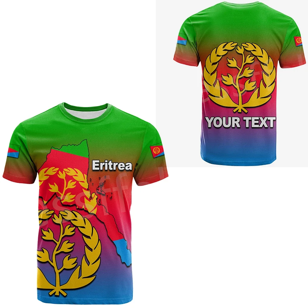 Tessffel Africa Country Eritrea Lion Colorful Retro 3DPrint Men/Women Summer Casual Funny Short Sleeves T-Shirts Streetwear A4