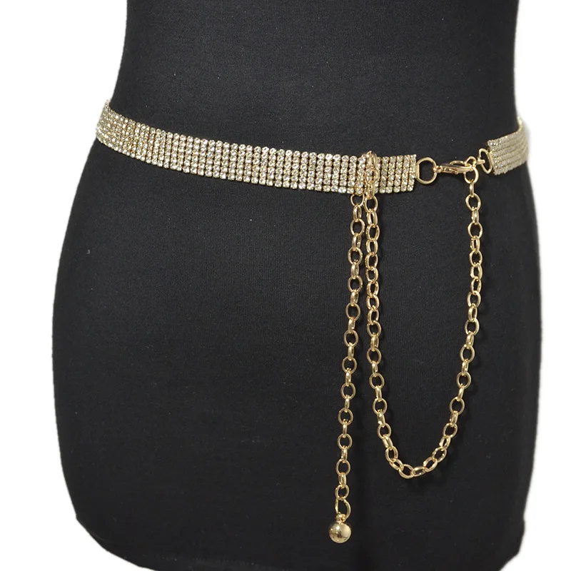 

New Women's Metal Decorative Waist Chain Fashion Sweet Rhinestone Inlay