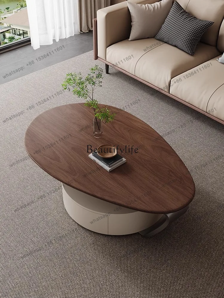 

Solid Wood Round Coffee Table for Villa Living Room - Italian Minimalism