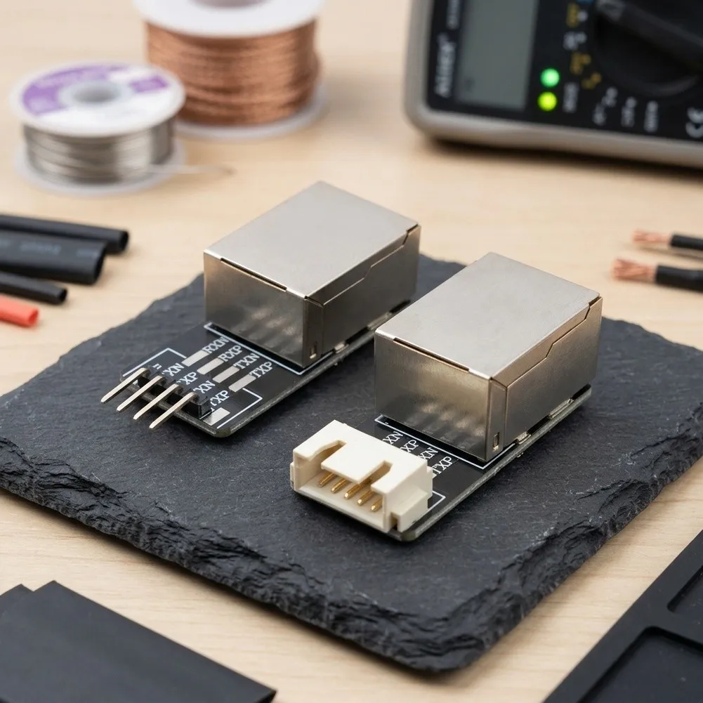 2-Piece For RJ45 Network Adapter PCB for Connecting Female For RJ45 Connector to 2.54mm Pitch 4-Pin Header or Socket